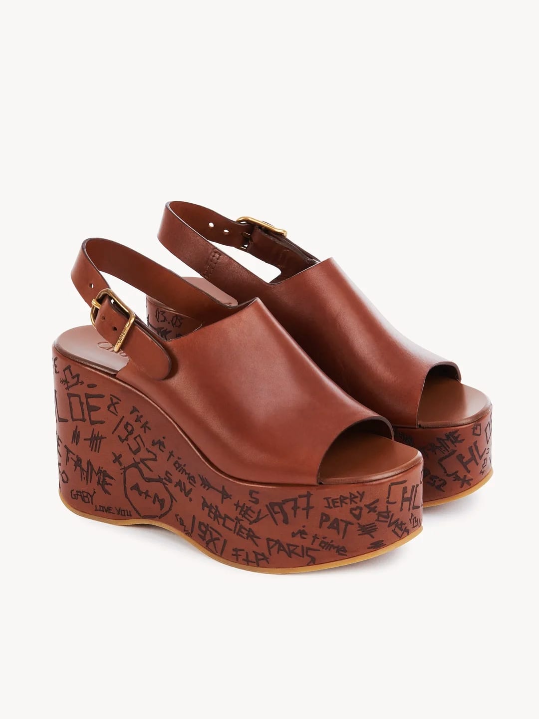 Maxime Wedge Sandal in Ginger Brown, $1222 (approximately P69,488.42), CHLOE, chloe.com